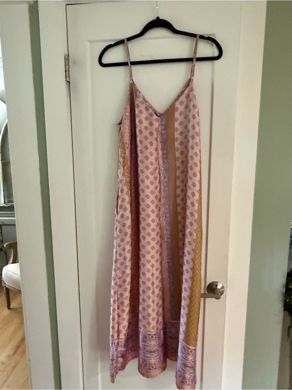 Dress Forum Boho Patchwork Silky Wide Leg Jumpsuit Size Medium